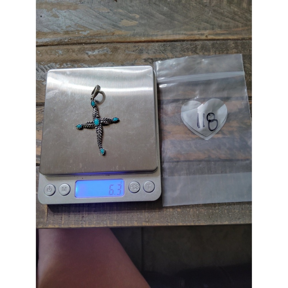 Carolyn Pollack Sterling Silver Turquoise Cross Enhancer Pendant 2.25 In Blue